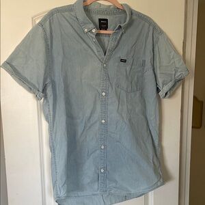 RVCA Light Blue Short Sleeve Button-Down Shirt